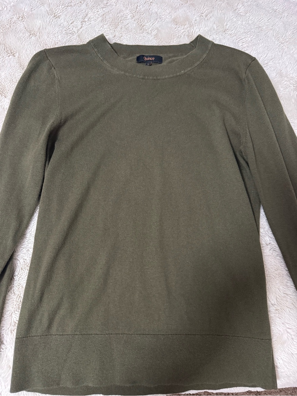 Quince Olive Crewneck Cotton Cashmere Sweater Small